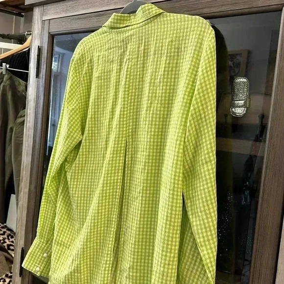 Solid & Striped green and cream gingham button down shirt Size Large - Picture 8 of 8